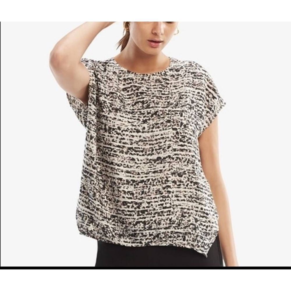 MM. Lafleur Black and White Printed Short-Sleeve Blouse